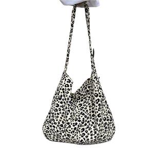 2026韩国孔孝真宋慧乔同款百搭ins豹纹印花单肩包学生帆布购物袋