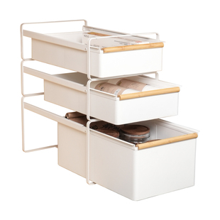 橱柜内抽拉式置物架调料品分层架厨房用品深柜收纳抽屉三层拉篮