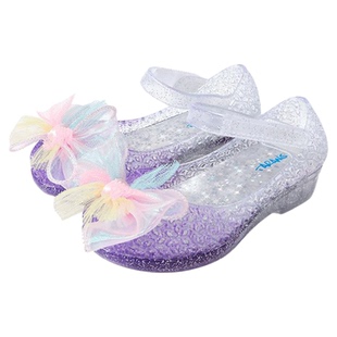 泰兰尼斯女童艾莎公主鞋闪灯鞋水晶果冻鞋防滑可爱甜美凉鞋儿童鞋