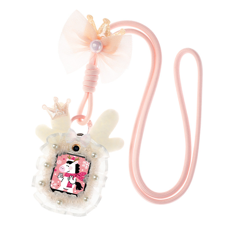 【珍珠小鹿挂绳】适用小天才电话手表z10表带z11/z9/z8a防丢挂脖套q1s/z6pro/z2/q3/q1a毛绒保护壳u3贴膜配件