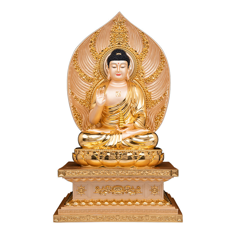 庄严树脂贴金东方三圣药师佛像