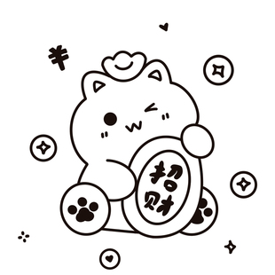 招财小猫Q版手绘头像简笔画定制漫画人物绘画照片转动漫宠物头像