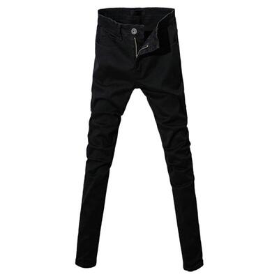 深色韩版潮流修身小脚牛仔裤