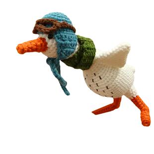 回放手工毛线diy飞行员大鹅玩偶材料包钩针编织鸭子钥匙吊坠挂件