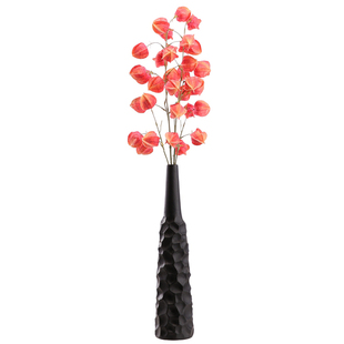 高级黑色长款细高花瓶极简电视墙高款装饰花器玄关柜客厅插花摆件