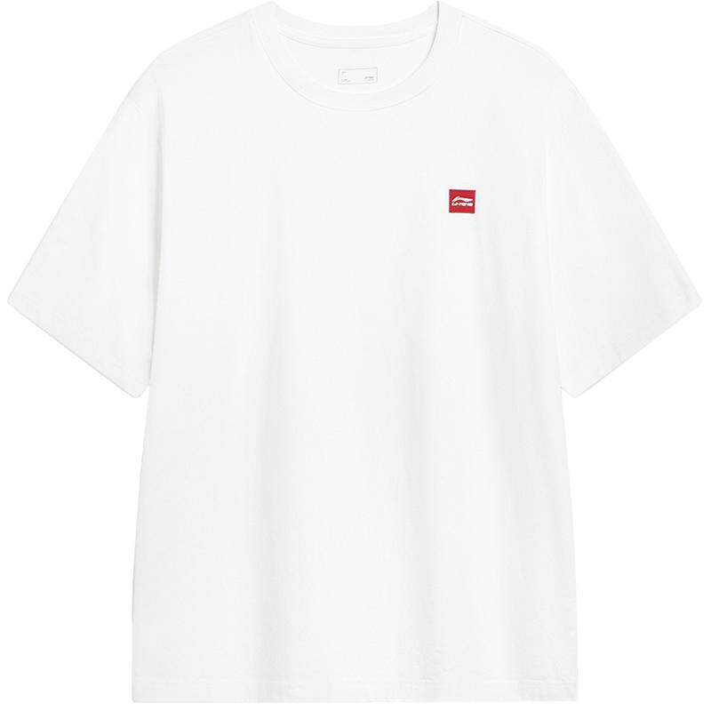 李宁冰丝短袖男士春夏官方半袖简约情侣装体恤纯棉白色运动T恤女