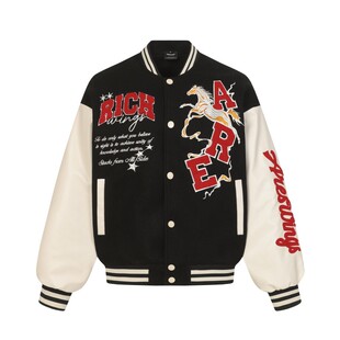 美式嘻哈字母植绒刺绣棒球服男女春季休闲保暖马年hiphop夹棉外套