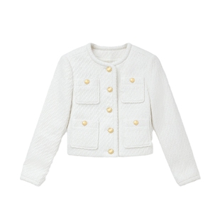 【两件折上折】MICHAEL KORS MK 女士小香风单排扣口袋饰短款外套