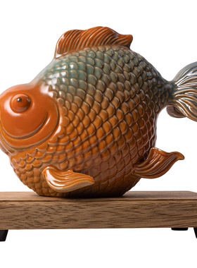 陶瓷招财国潮客厅工艺品鱼摆件
