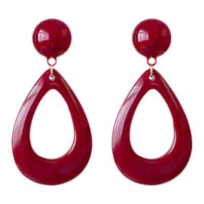 复古宫廷风显白红色水滴夸张