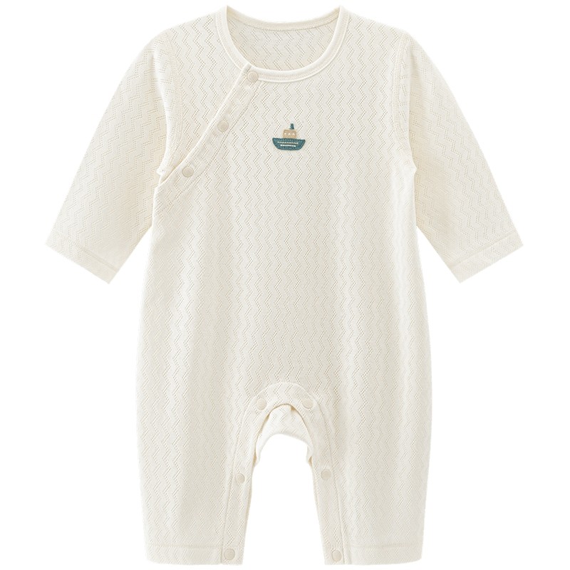 乖奇熊婴儿纯棉连体衣薄款春秋宝宝哈衣爬服透气长袖空调服春夏季