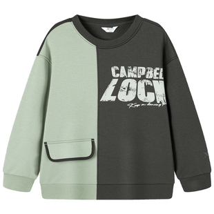 【商场同款】特步童装2026春季男中大童儿童运动拼接套头加绒卫衣