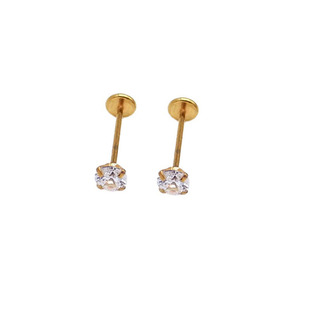 钛钢长杆插入式平底锆石唇钉简约小巧气质细针短杆耳钉耳骨钉鼻钉