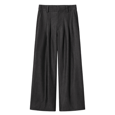 芸蚁〔梦幻〕天丝羊毛铜氨丝混纺亲肤超垂感多褶光影直筒廓形西裤