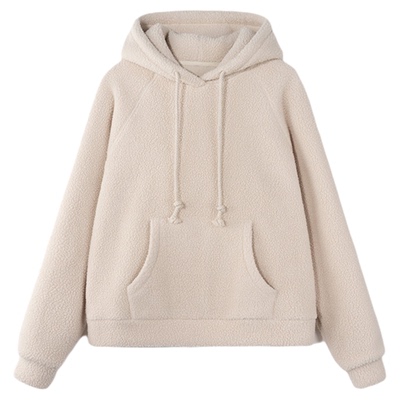 COCO ZONE刘 一一“摇粒卫衣”连帽口袋套头纯色卫衣 CD1A1700