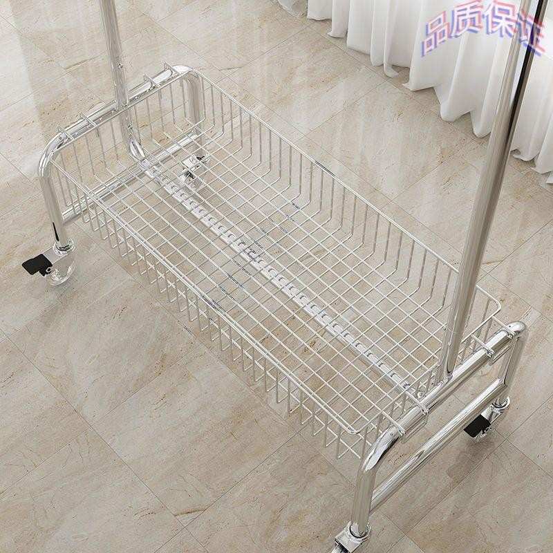 落地挂衣架移动多功能收纳架子服装店架卧室带篮置物架加厚型批发