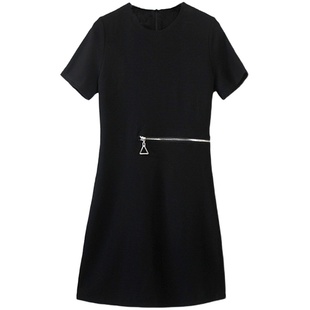 欧洲站2025夏季新款女装修身显瘦个性小黑裙法式桔梗小心机连衣裙