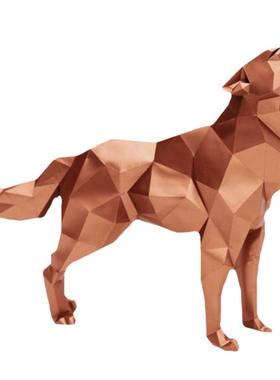 艺术风米狼多边形纸模装饰摆件