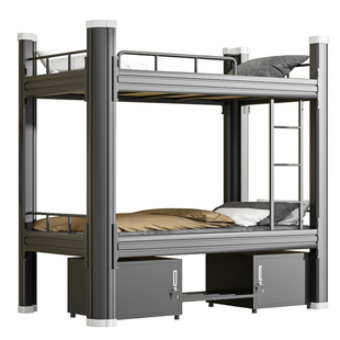 上下铺铁架床学生宿舍员工工地双层高低架子双人寝室公寓单人铁床