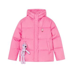 NOISY TEDDY 25年冬季新款可爱立体熊儿童连帽长袖羽绒服外套保暖