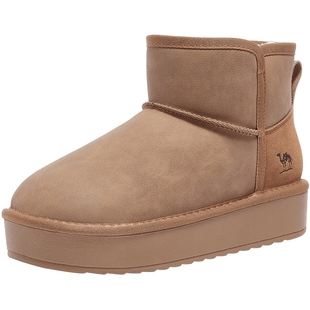 骆驼女鞋2025冬季新款雪地靴女款加绒保暖厚底短靴子加厚东北棉鞋