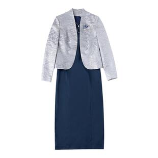 优雅气质中年时尚套装裙秋婚宴妈妈礼服平时可穿旗袍两件套连衣裙