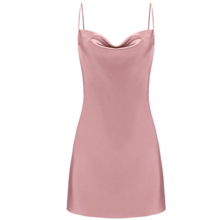 维多控高级感睡衣荡领开叉真丝性感吊带睡裙薄款桑蚕丝家居服女夏