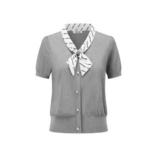 SHRO ENRO Flipped 女士蝴蝶结领法式针织短袖银泰百货精品301469