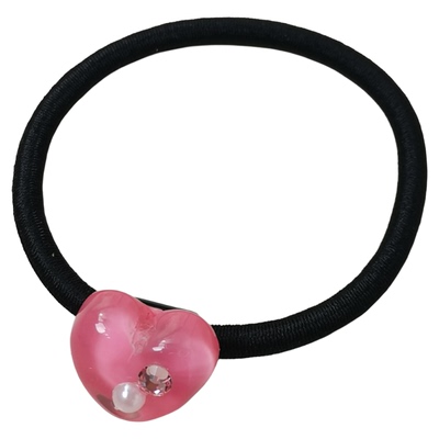 LERYAE韩国进口发饰彩色立体爱心水钻珍珠小发圈发绳皮筋