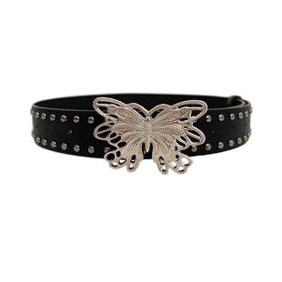 腰带女镂空蝴蝶结装饰重工朋克风简约百搭2025新款小众设计感皮带