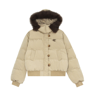 冬季美式毛领短款羽绒服