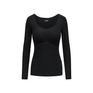 RAU打底衫女长袖上衣t恤女内搭修身打底依德绒带胸垫秋冬季高级感