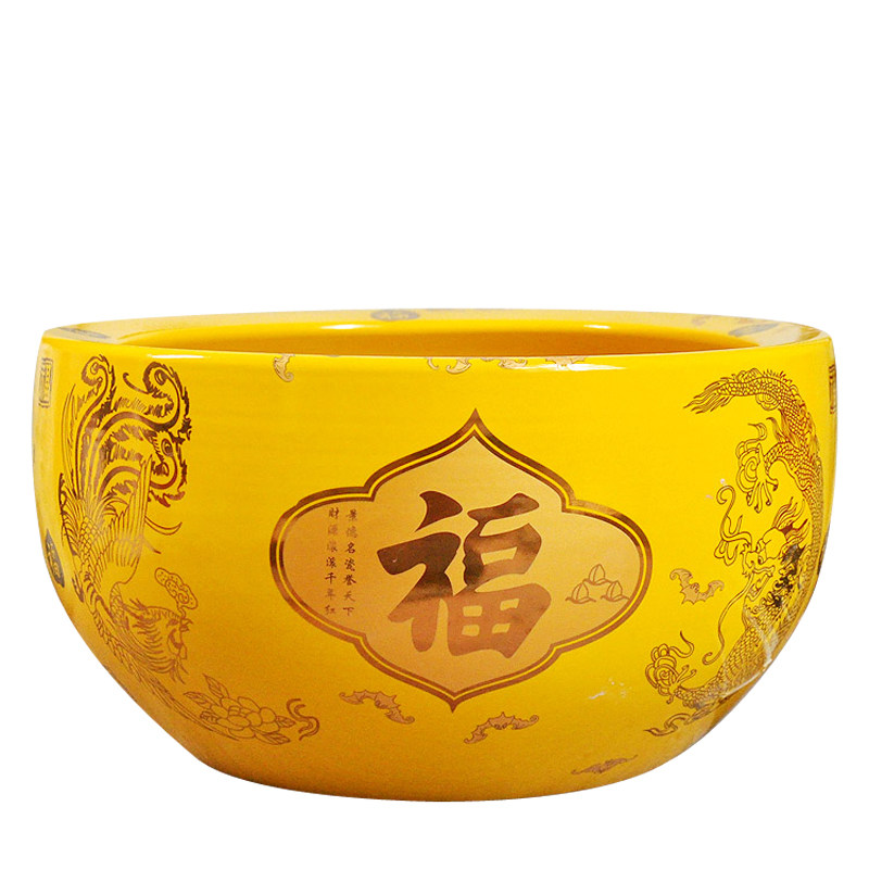 包邮景德镇陶瓷器中国红纯鱼缸