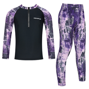 AquaPlay儿童连体泳衣女童长袖游泳防晒男童泳裤游泳衣潜水服泳装