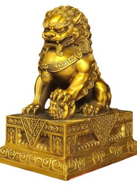 黄铜镇宅中式门口宫门狮子摆件