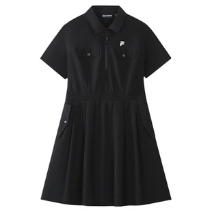 FILA FUSION斐乐连衣裙女2026夏季新款女裙速干工装裙翻领衬衫裙