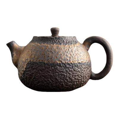 紫泉涧石纹正把壶手工复古日式