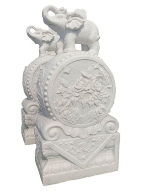 天然汉白玉石雕门墩青石门墩石象