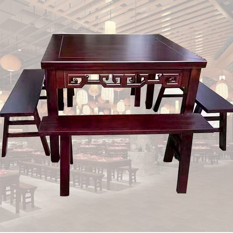 实木餐桌椅家用复古八仙桌仿古四方餐桌餐厅饭店面馆商用家用餐桌