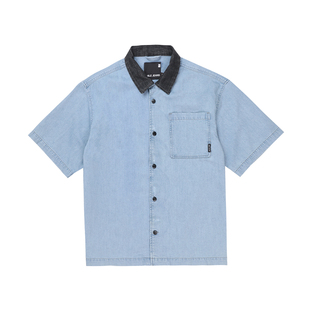 ABLE JEANS2026 夏季新款男士宽松牛仔短袖衬衫翻领百搭外套
