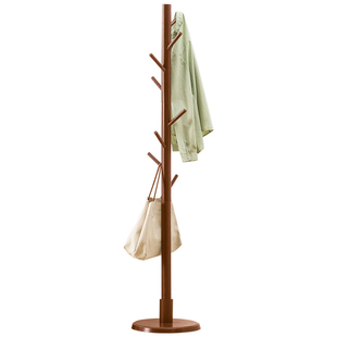 木马人实木衣帽架落地挂衣架卧室简易放衣服玄关置物神器网红包架