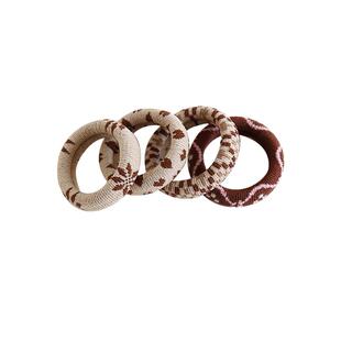 4条发圈头绳女秋冬加宽耐用扎头发橡皮筋格子彩色毛巾圈发绳头饰