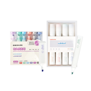 贝发软头荧光笔高颜值标记笔学生用大容量彩色记号笔划重点手账手抄报专用笔不透色护眼萤光笔划线笔银光笔