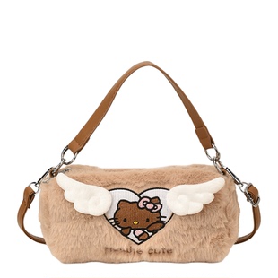 复古超火毛绒斜挎小包包女2025新款可爱手提枕头包小众设计手机包