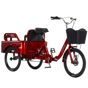 凤凰人力三轮车中老年轻便客货两用3轮车脚踏载人载货三轮车斗车