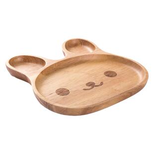 何适家居木质果盘实木家用托盘卡通儿童面包盘辅食餐盘分格防摔