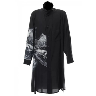 -EvanXX 原创暗黑风般若印花暗黑日系衬衫长款风衣外套