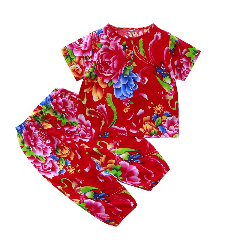 东北大花儿童家居服夏季人造棉