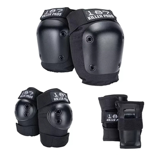 美国187专业护具滑板轮滑陆冲双翘碗池BMX平衡车极限护膝护肘护腕