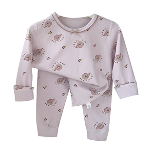 儿童羊毛拉架纯棉保暖内衣套装女宝宝睡衣磨毛秋衣秋裤男童家居服